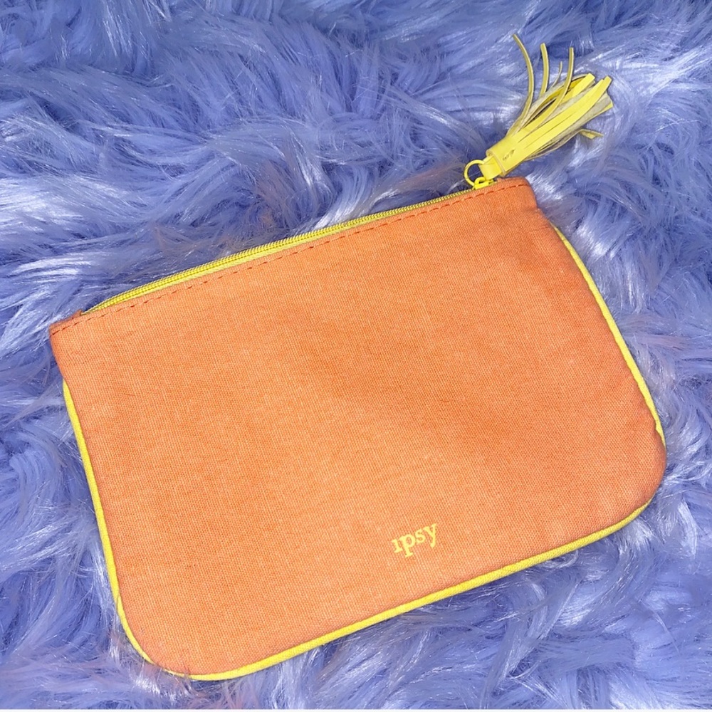Orange Summer Vegan Leather Tassel Makeup Bag